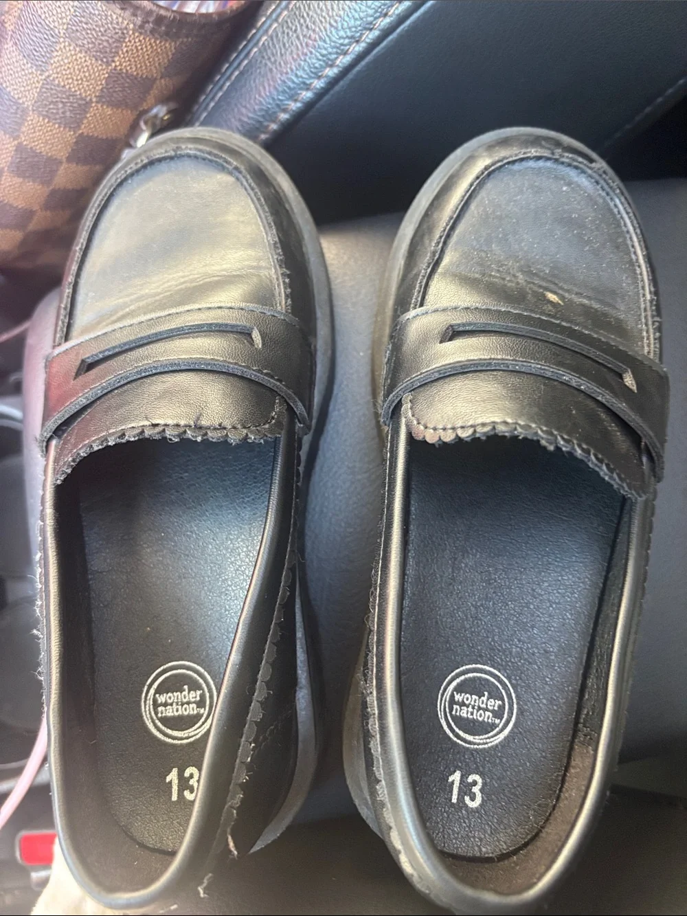 wonder nation Black Girls' Slip-On Penny Loafers